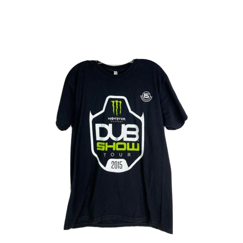 alstyle t shirt monster energy dub show tour 2015 L blck green 15th anniversary
